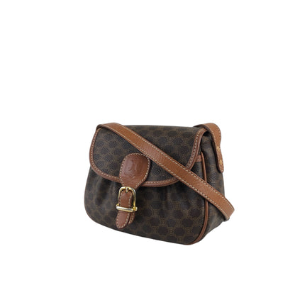 CELINE Macadam Blason Front Buckle Shoulder bag Brown Vintage baktxn