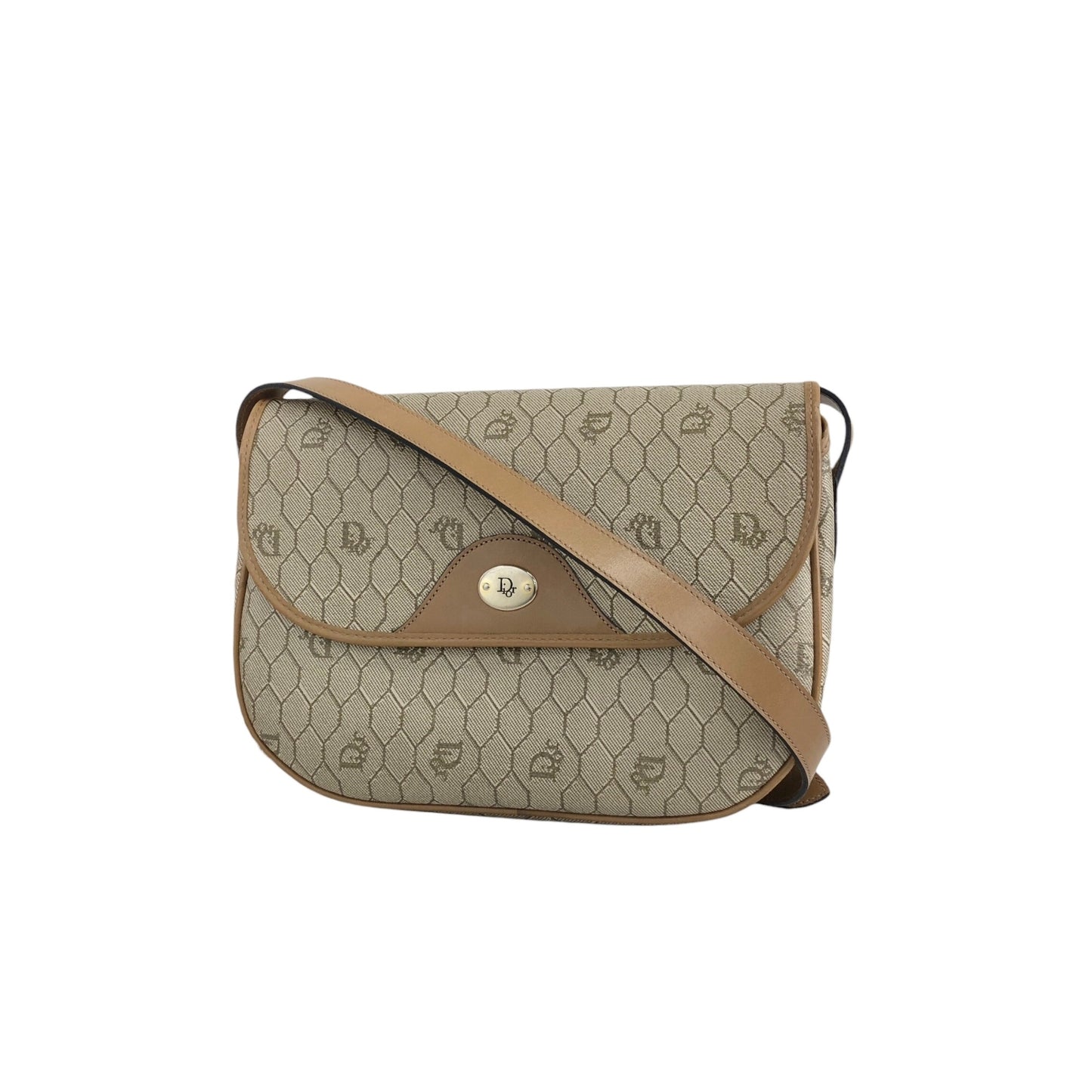 Christian Dior Honeycomb Pattern Shoulder bag Beige Vintage 7cr6d8