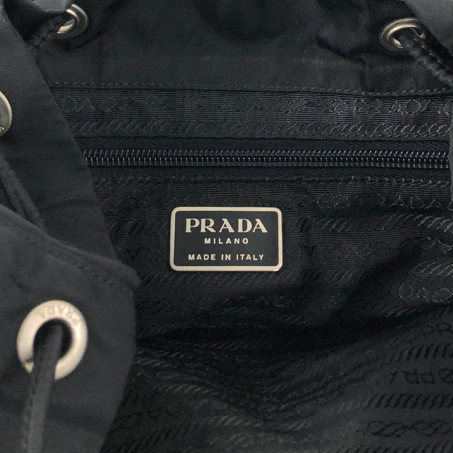 PRADA Tessuto Triangle Logo Double Pocket Backpack Black Vintage e8i3ab