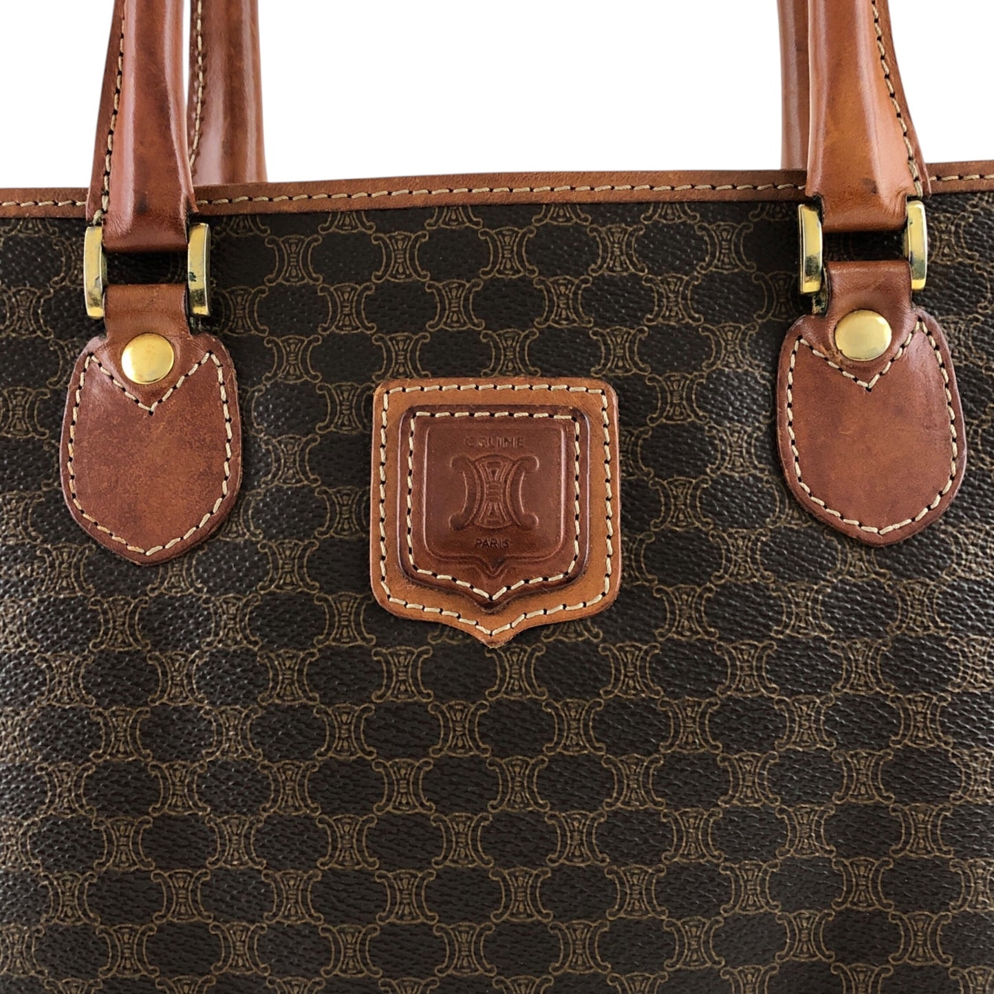 CELINE Macadam Blason Handbag Brown Vintage yry5hb