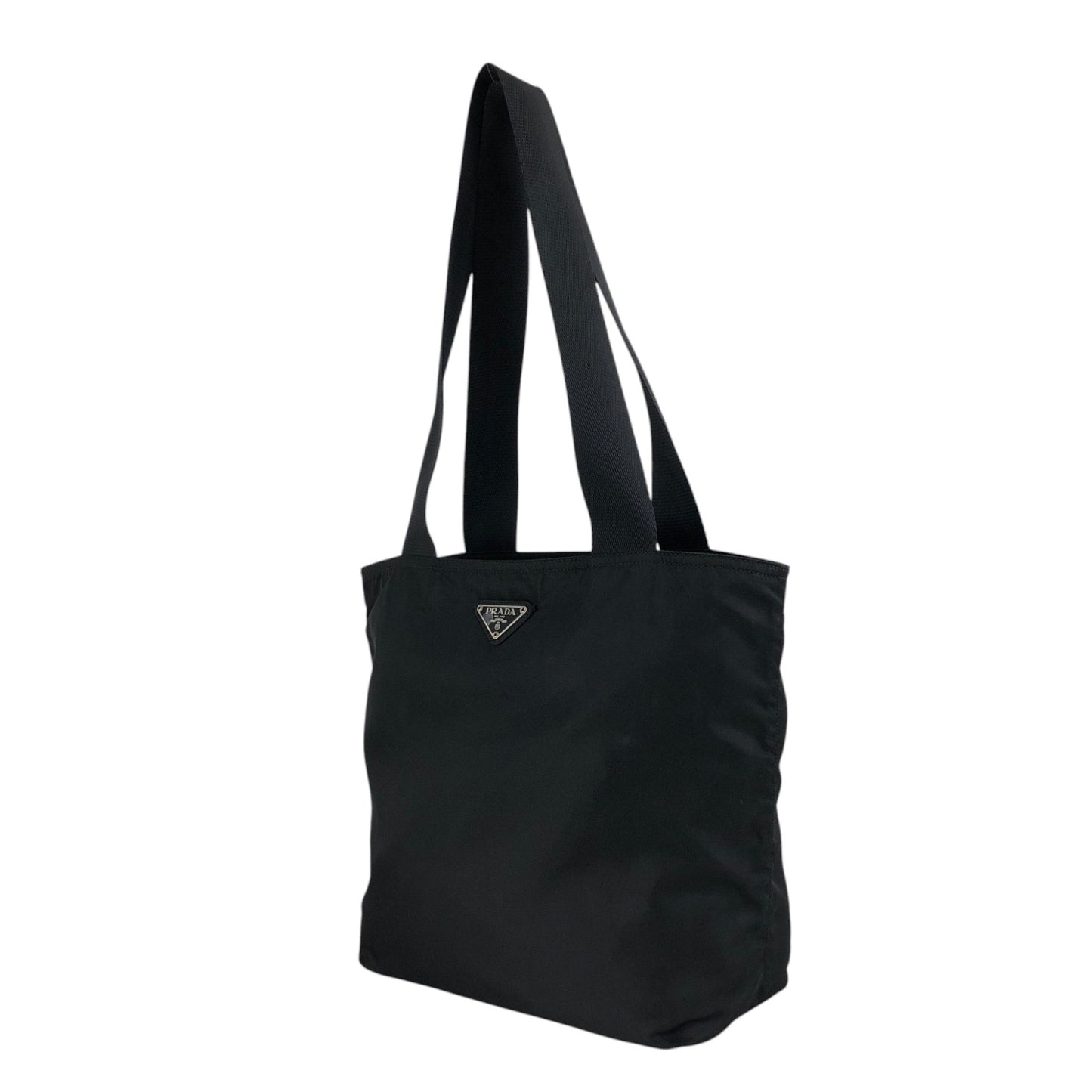 PRADA Tessuto Triangle Logo Handbag Totebag Black Vintage ij43tr