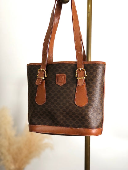 CELINE Macadam Blason Handbag Shoulder bag Brown Vintage 68dy6u
