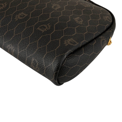 Christian Dior Honeycomb Pattern Chain Shoulder bag Black×Brown Vintage am6zmm