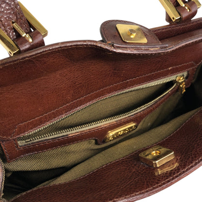 FENDI Logo Embossed Handbag Brown Vintage 8dvn7y