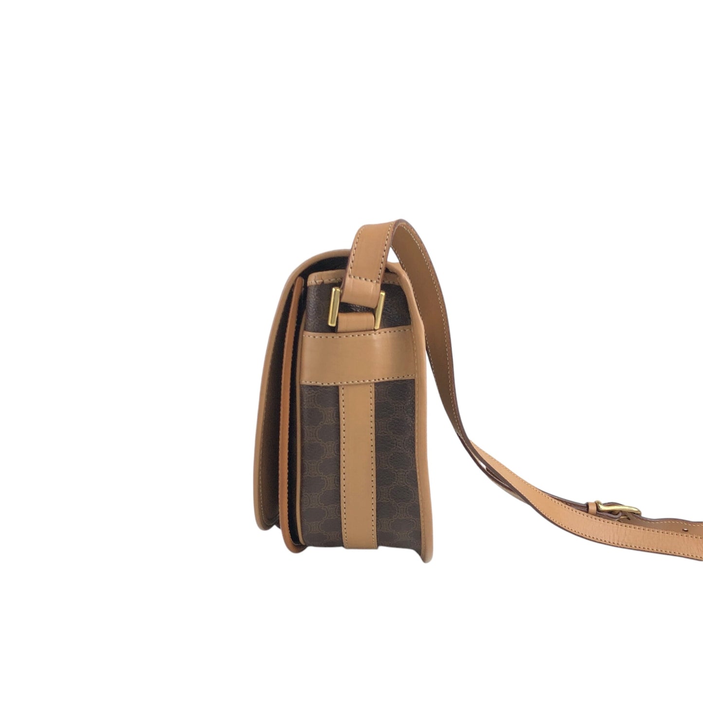 CELINE Macadam Blason Flap Shoulder bag Brown Vintage 7sfwkz