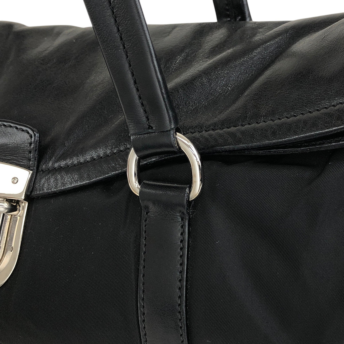 PRADA Push lock Handbag Black Vintage pesttr