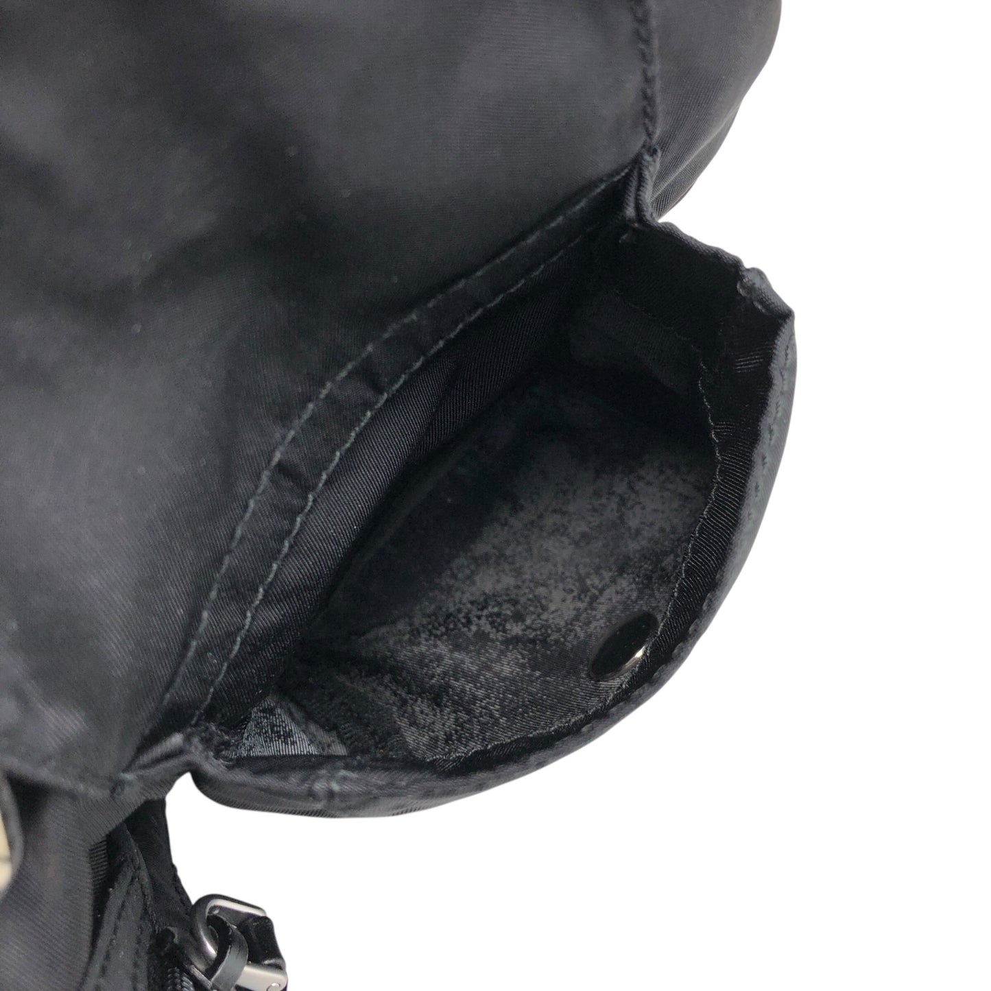 PRADA Triangle Logo Front Pocket Shoulder bag Black Vintage cydhig