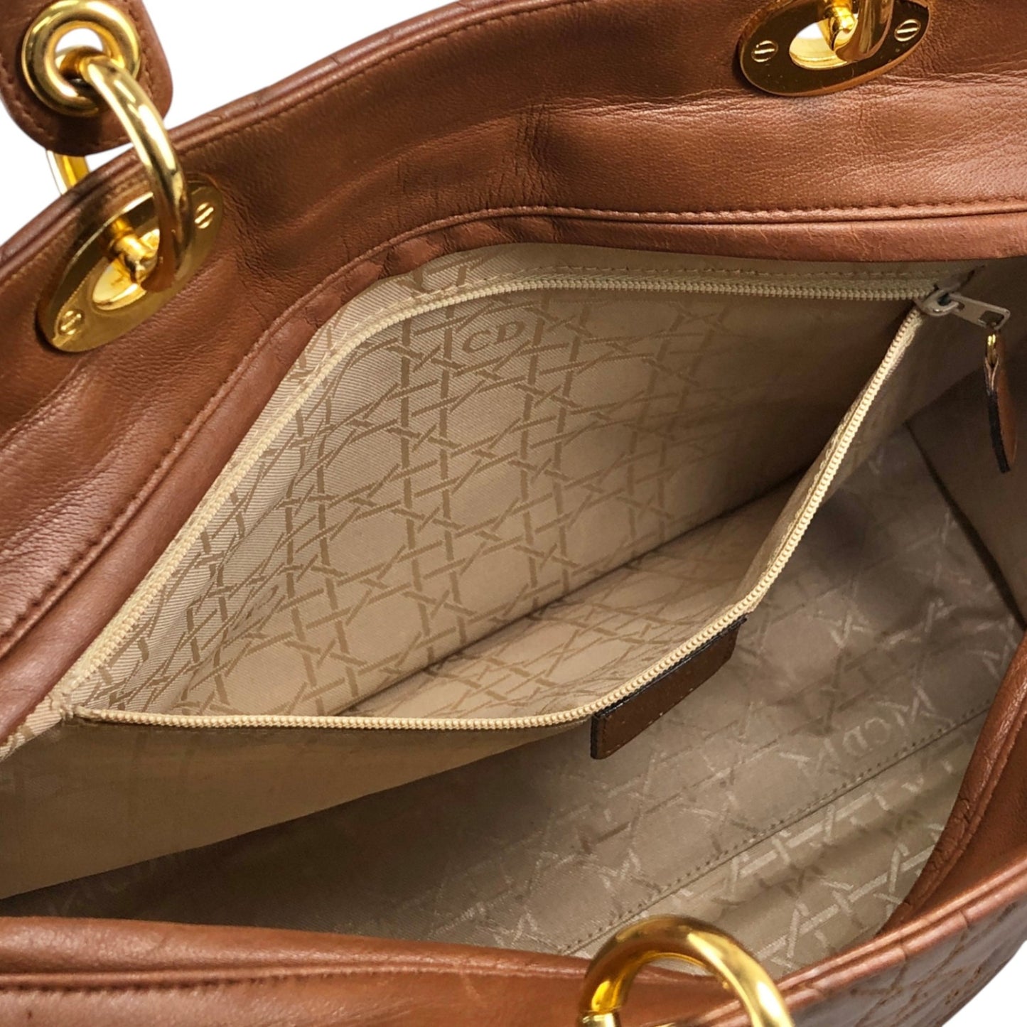 Christian Dior Lady Dior Cannage Two-way Handbag Shoulder bag Brown Vintage 8c3nvp