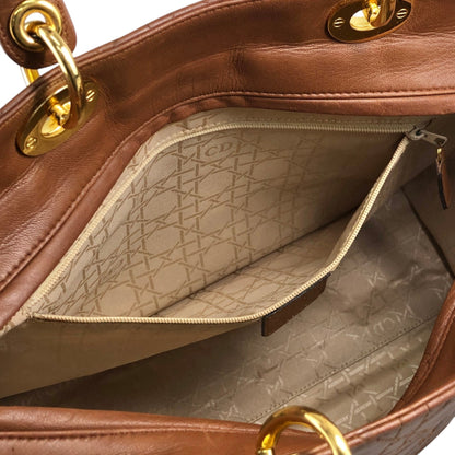 Christian Dior Lady Dior Cannage Two-way Handbag Shoulder bag Brown Vintage 8c3nvp