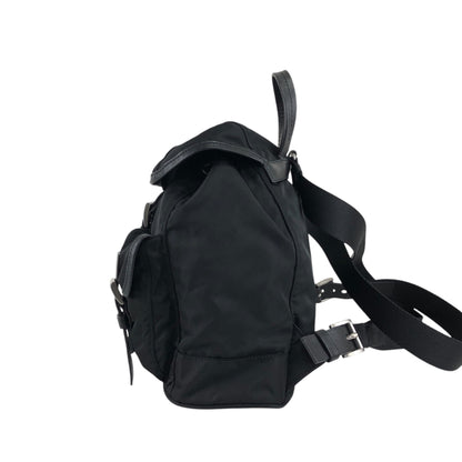 PRADA Triangle Logo Double Pocket Backpack Black Vintage rd6n42