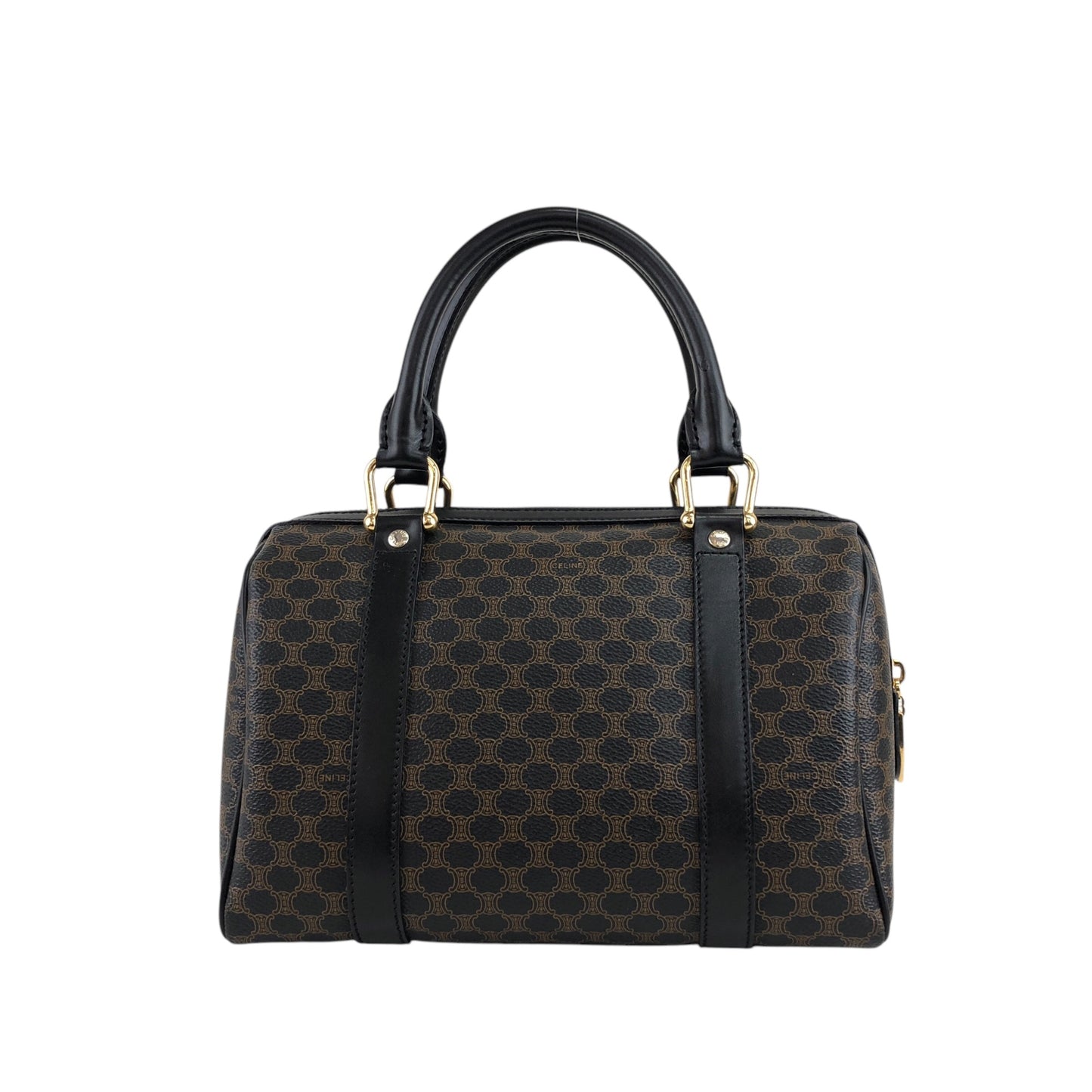 CELINE Macadam Two-way Handbag Shoulder bag Black Vintage ufhk7t