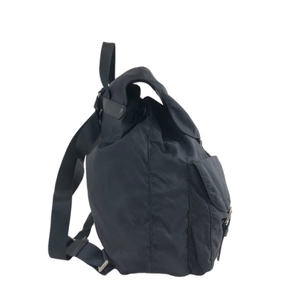 PRADA Triangle Logo Double Pocket Nylon Backpack Black Vintage mwb7bb