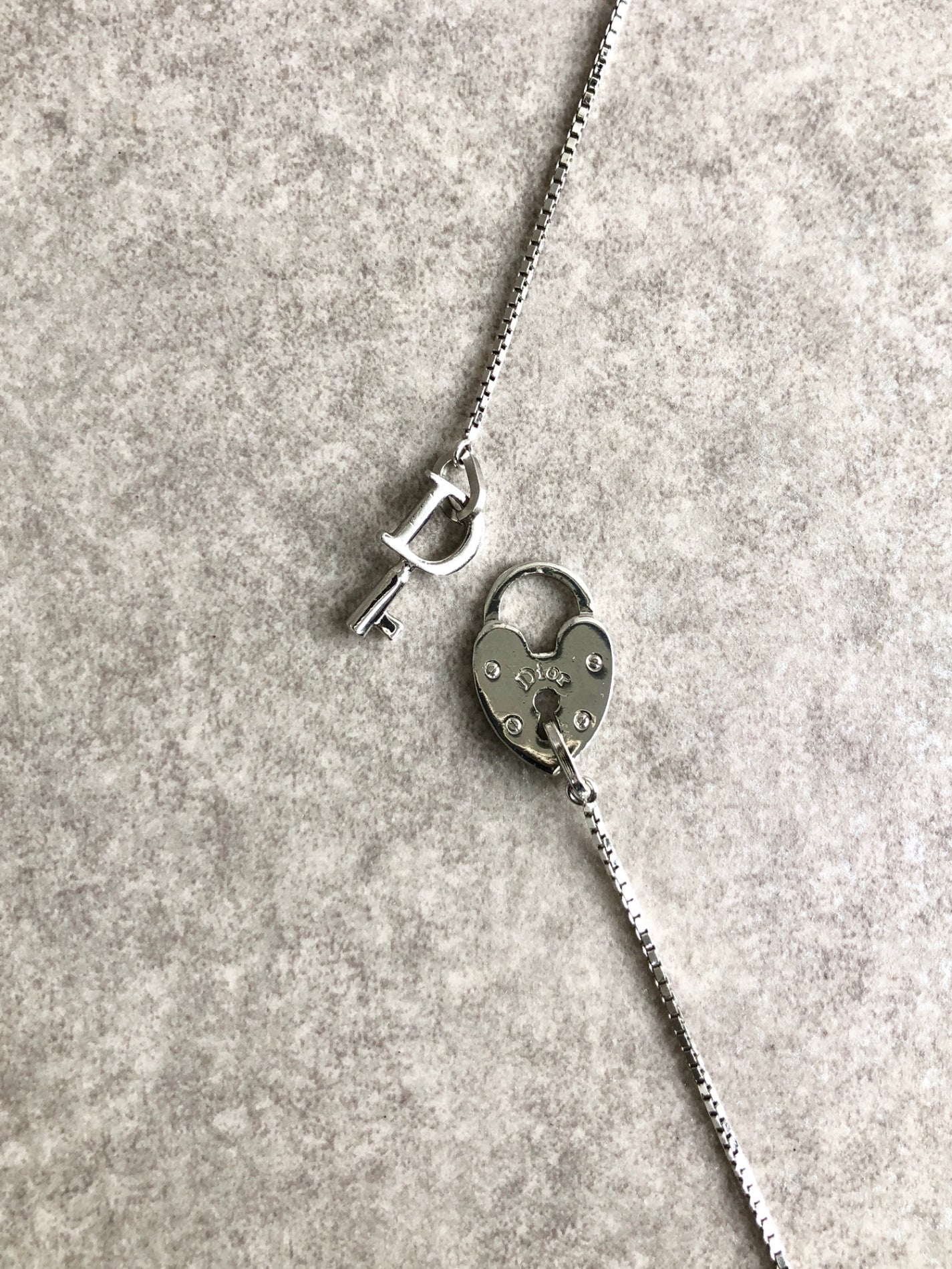 Christian Dior Logo Padlock Necklace Silver Vintage nk8vix