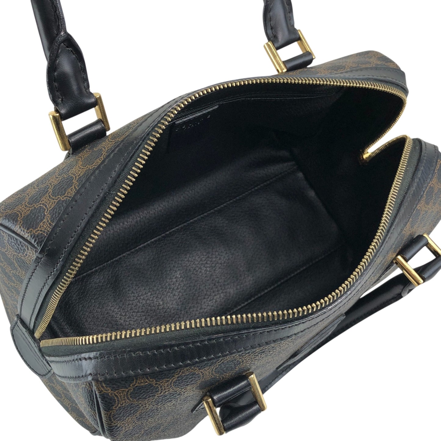 CELINE Macadam Blason Two-way Small Boston bag Shoulder bag Black Vintage xawpgz