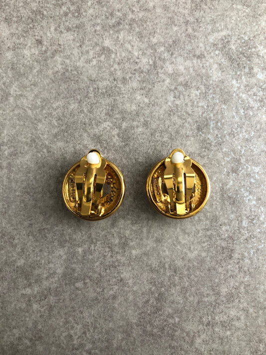 CHANEL Coco Mark Earrings Gold Vintage 2huxmb