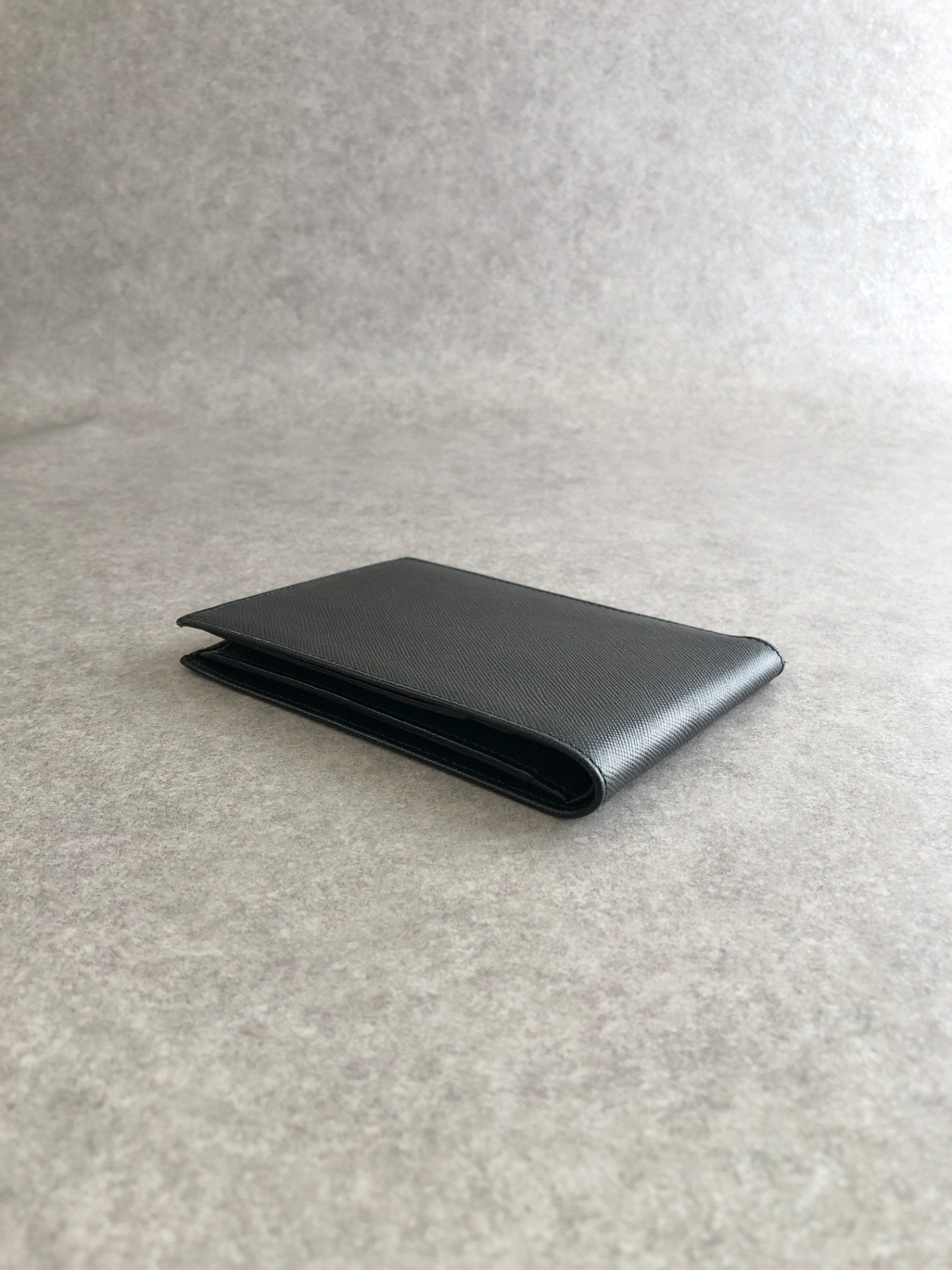 PRADA Logo Embossed Folded Wallet Black Vintage g5i3kc