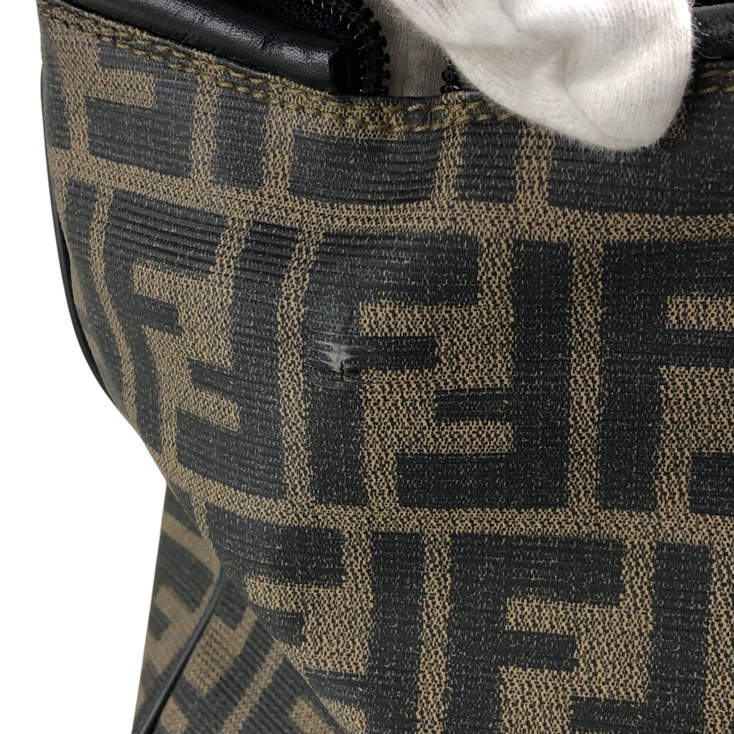 FENDI Zucca Logo Small Boston bag Handbag Black Vintage cf6xpb