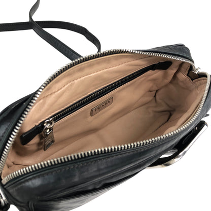PRADA Buckle Shoulder bag Black Vintage cdnxfz