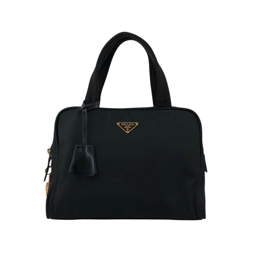 PRADA Tessuto Triangle Logo Handbag Black Vintage p7dydt