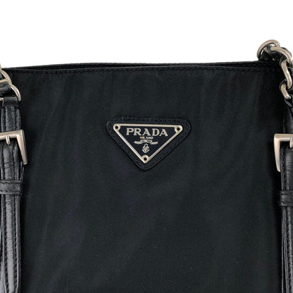 PRADA Triangle Logo Chain Shoulder bag Black Vintage ns6zbi