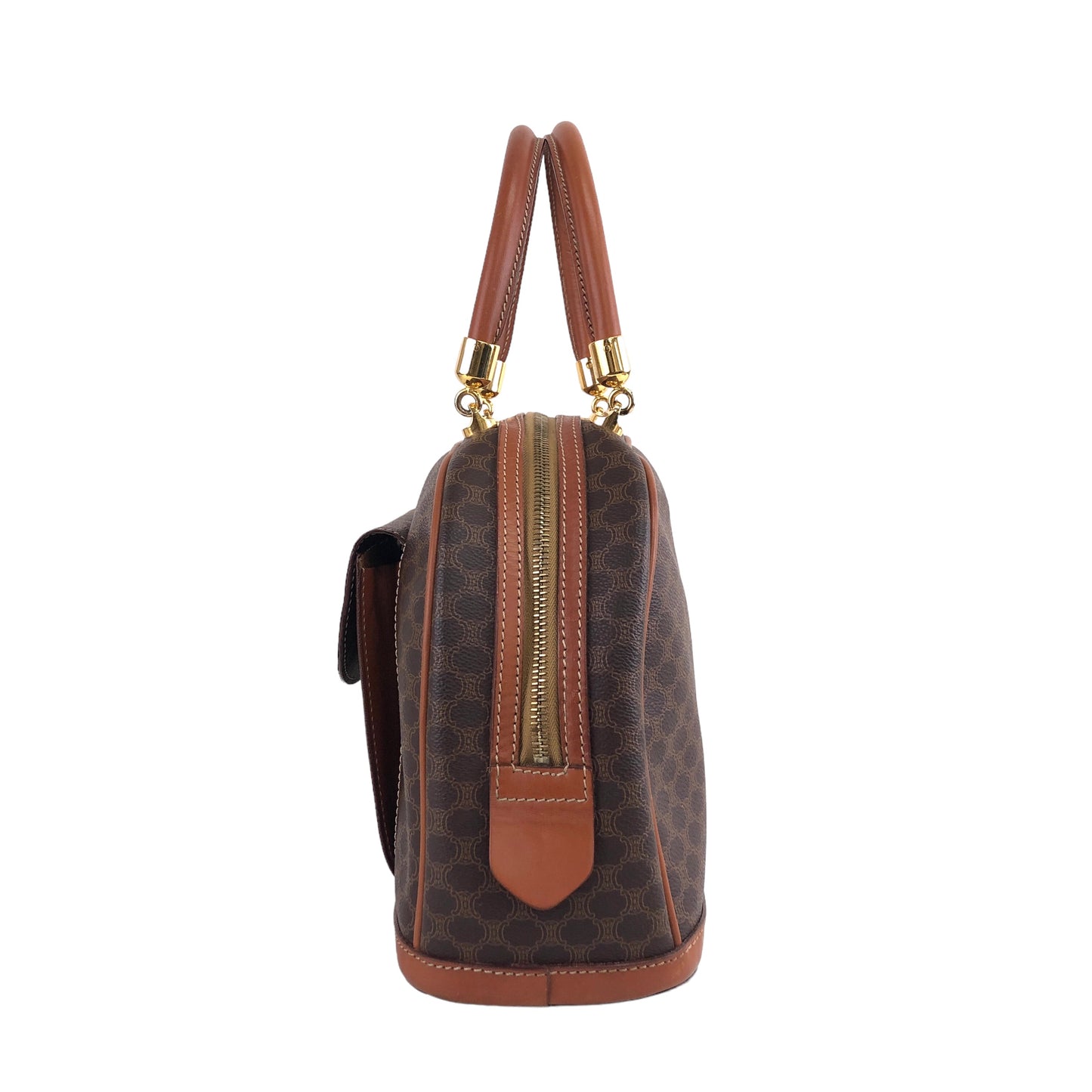 CELINE Macadam Blason Handbag Brown Vintage abym72