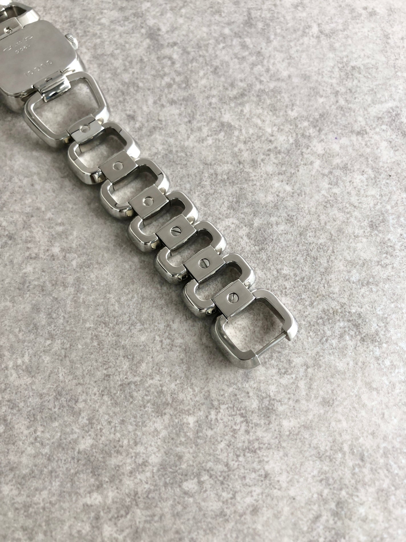 GUCCI Logo Quartz Watch Silver 125.5 Vintage aedihi