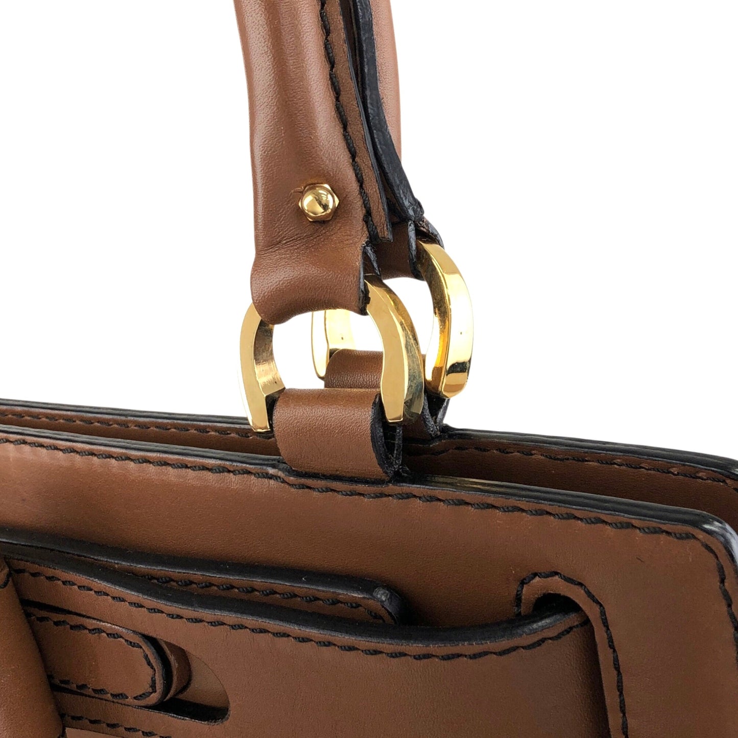 LOEWE Turn Lock Handbag Brown Vintage u4bec7