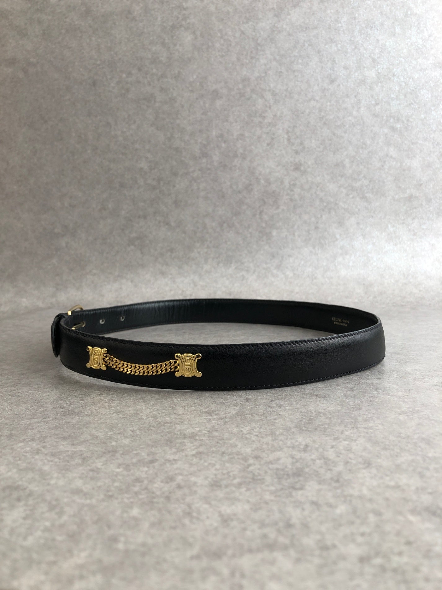 CELINE Triomphe Belt Black Vintage uw4euk