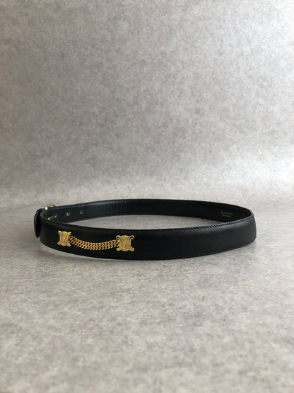 CELINE Triomphe Belt Black Vintage uw4euk
