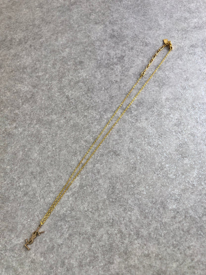 Yves Saint Laurent YSL Logo Cassandra Necklace Gold Vintage wrix66