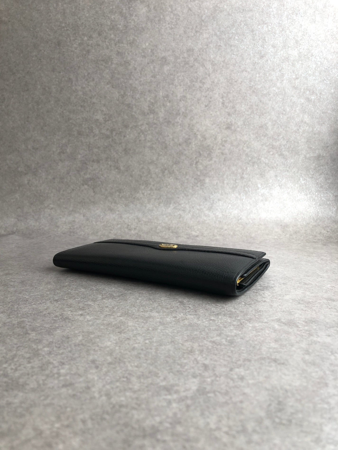 Christian Dior Metal Clasp Long Wallet Black Vintage k8a5us