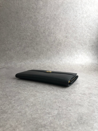 Christian Dior Metal Clasp Long Wallet Black Vintage k8a5us