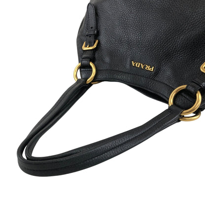 PRADA Logo Handbag Black BR4085 Vintage 3hvhgg