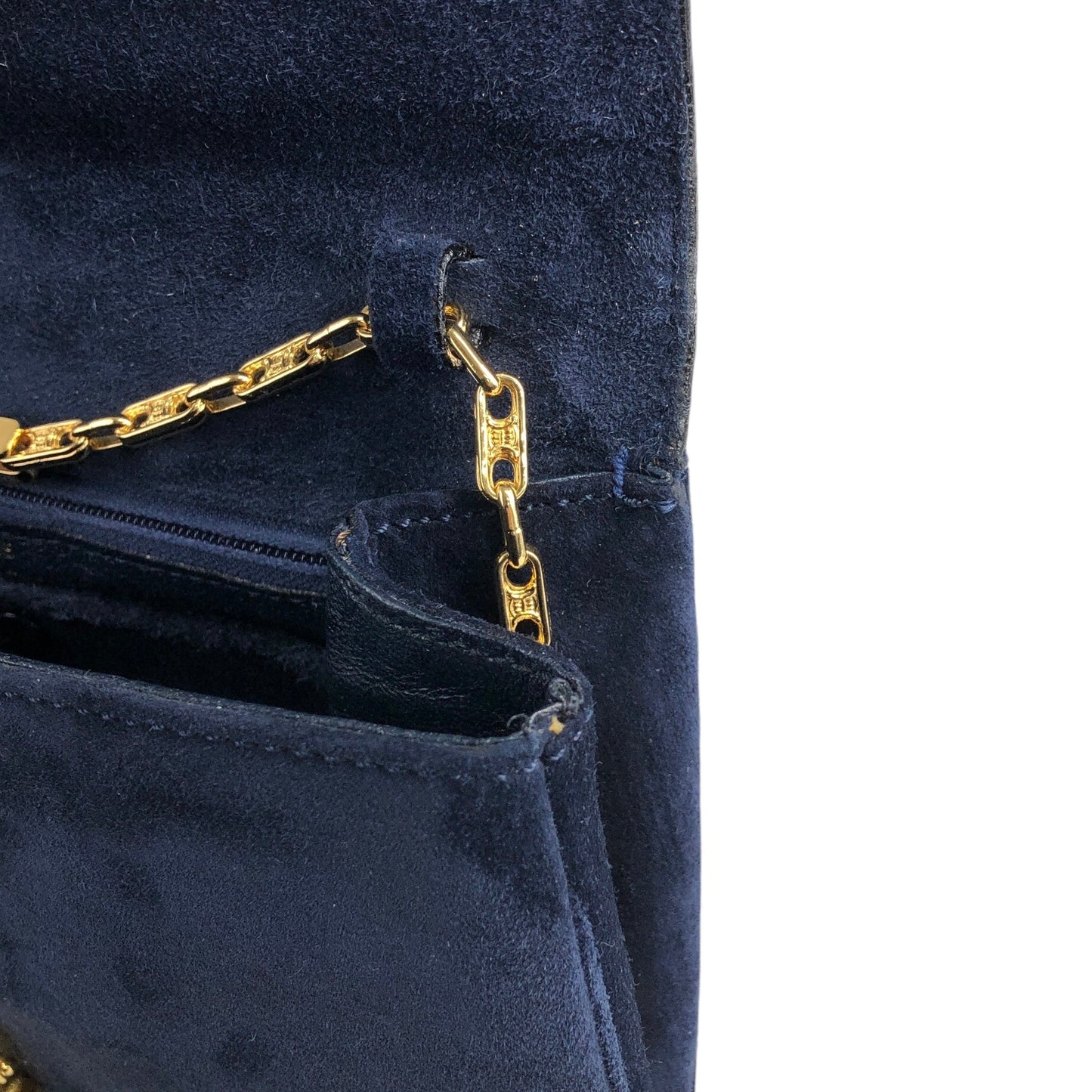 CELINE Blason Chain Shoulder bag Navy Vintage bppgsa