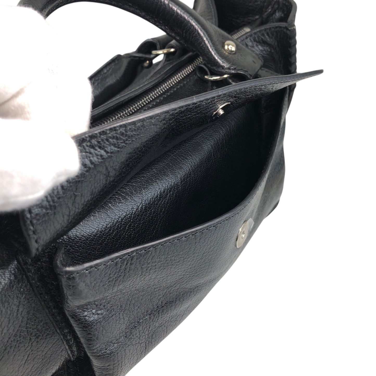 CELINE Horse Carriage Handbag Black Vintage ye36tf