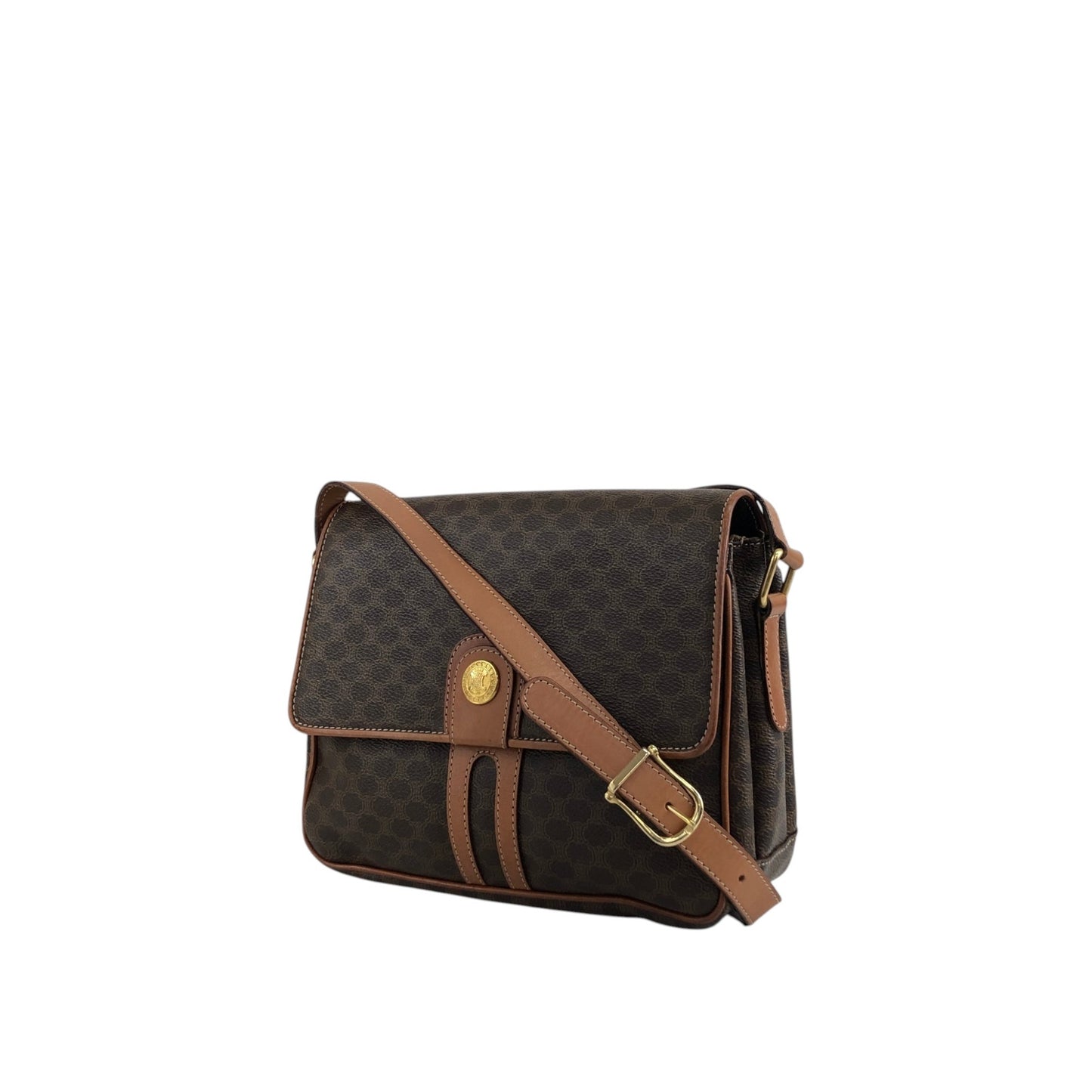 CELINE Macadam Triomphe Shoulder bag Brown Vintage a447fy