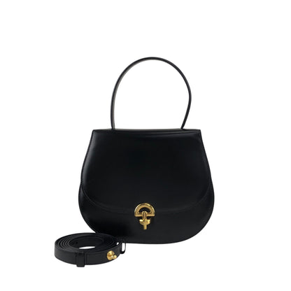 CELINE Front Buckle Two-way Handbag Shoulder bag Black Vintage htie7e
