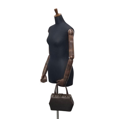 GUCCI Metal Clasp Handbag Brown Vintage fva3h4