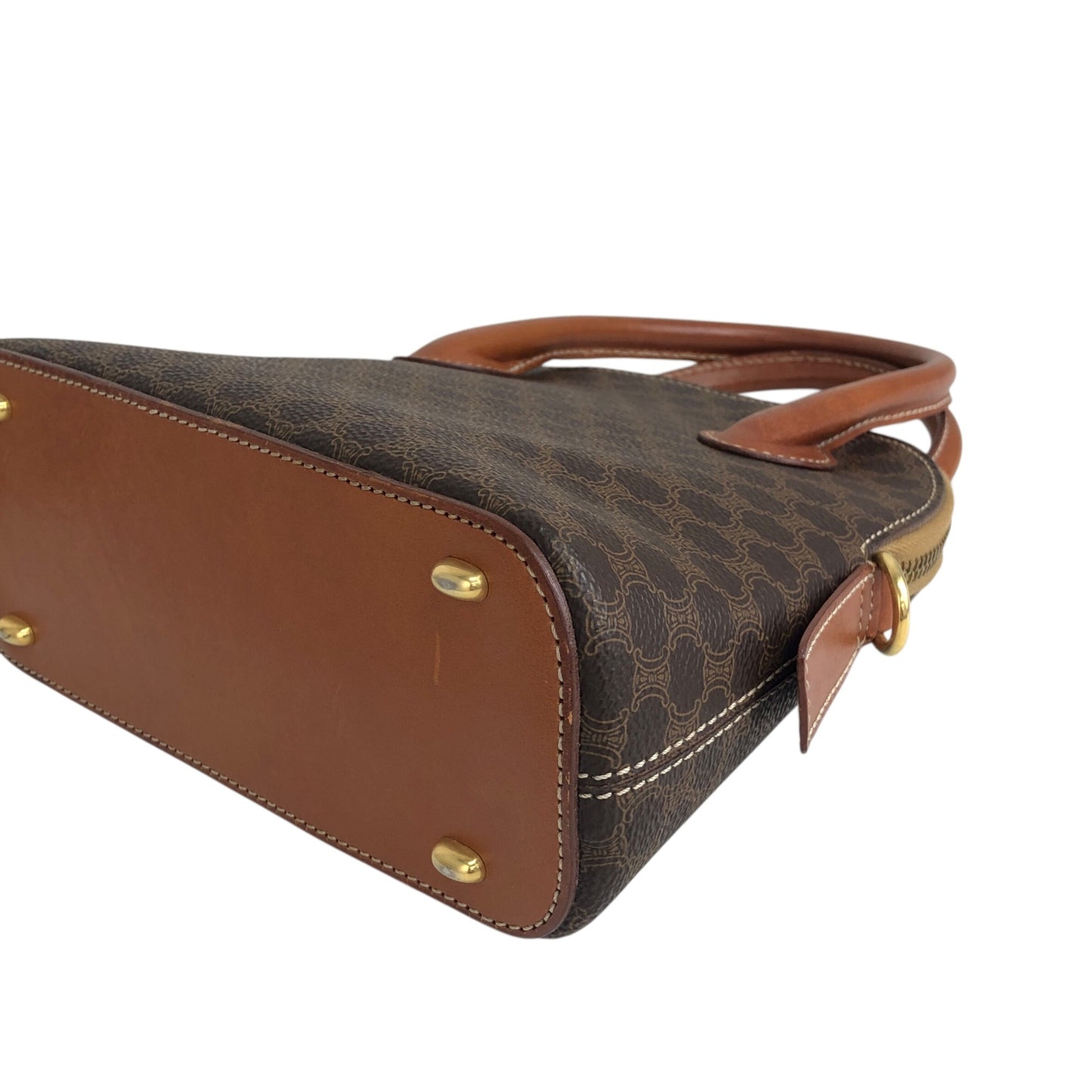 CELINE Macadam Two-way Handbag Shoulder bag Brown Vintage ie5eed
