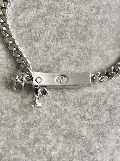 Christian Dior Logo Ribbon Motif Bracelet Silver Vintage phcs32