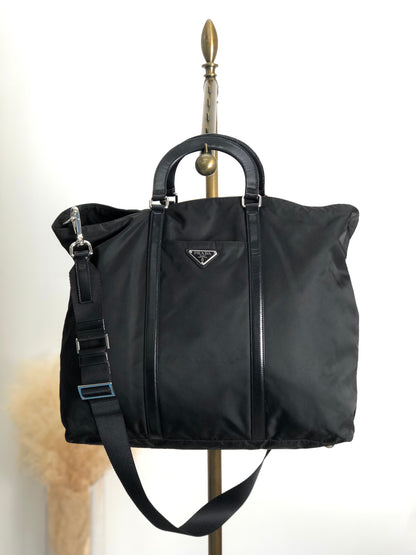 PRADA Tessuto Triangle Logo Two-way Handbag Shoulder bag Black Vintage 382dsw