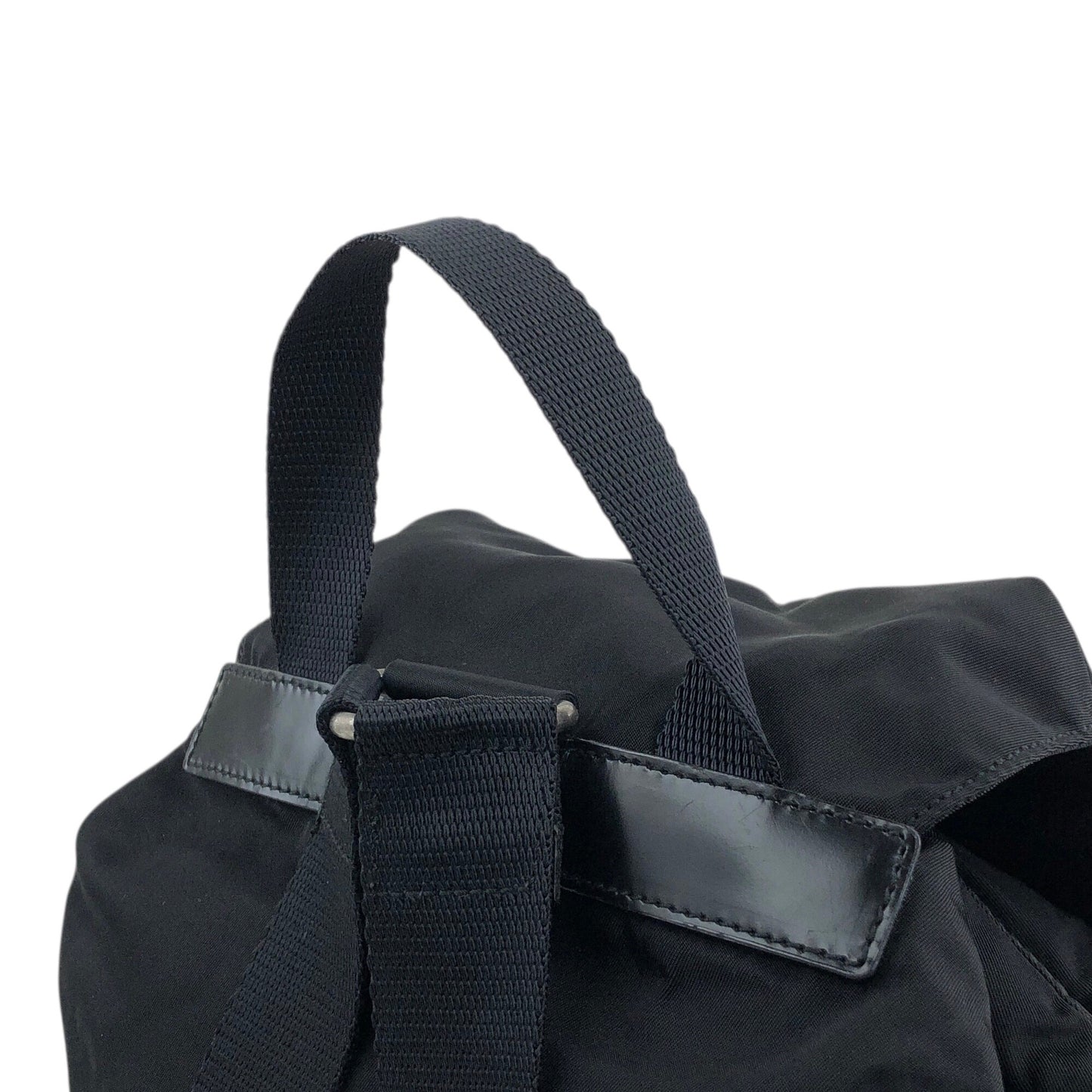 PRADA Tessuto Triangle Logo Double Pocket Backpack Black Vintage wu63sv