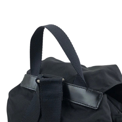 PRADA Tessuto Triangle Logo Double Pocket Backpack Black Vintage wu63sv