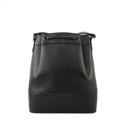 VALENTINO GARAVANI Logo Leather Drawstring Shoulder bag Black Vintage vxthd4