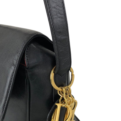 Christian Dior Logo Charm Shoulder bag Black Vintage rrr3nm