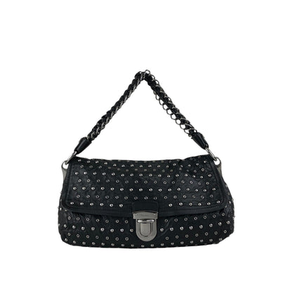 PRADA Studs Pushlock Shoulder bag Black Vintage mh4vuk