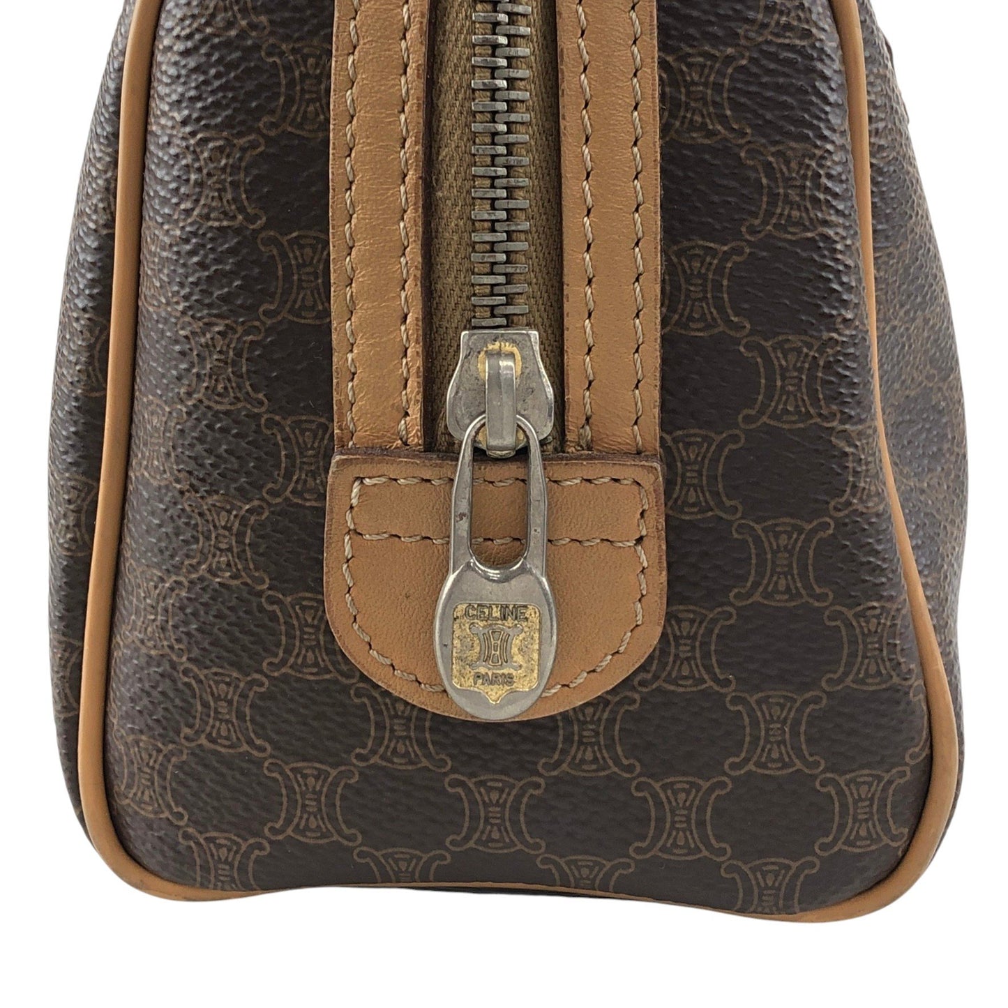 CELINE Macadam Two-way Small Boston bag Shoulder bag Brown Vintage i42xbv