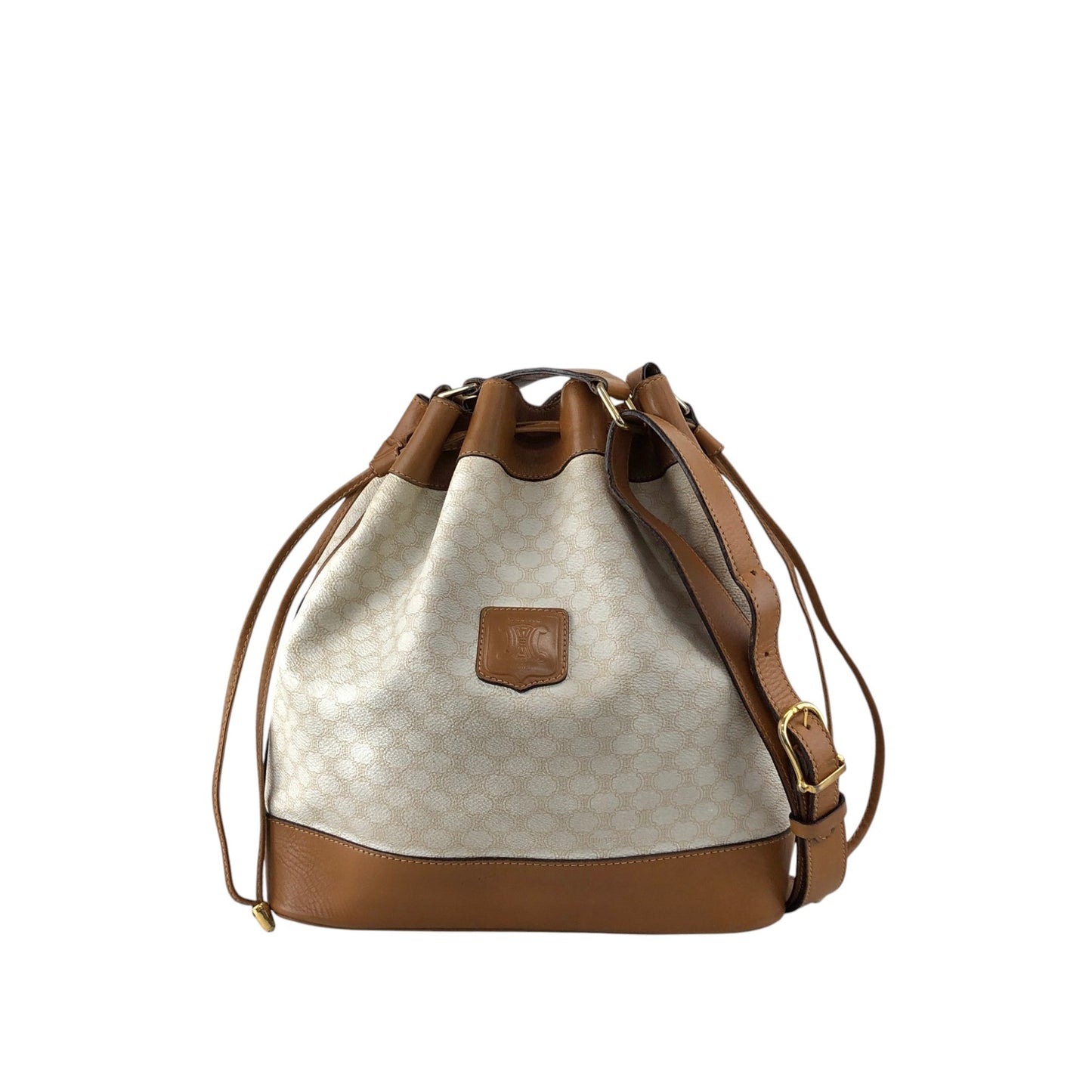 CELINE Macadam  Blason Drawstring  Shoulder bag White Vintage 6vdzju