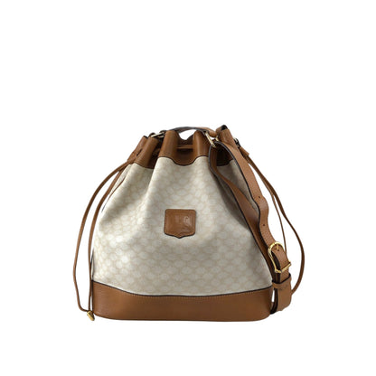 CELINE Macadam  Blason Drawstring  Shoulder bag White Vintage 6vdzju