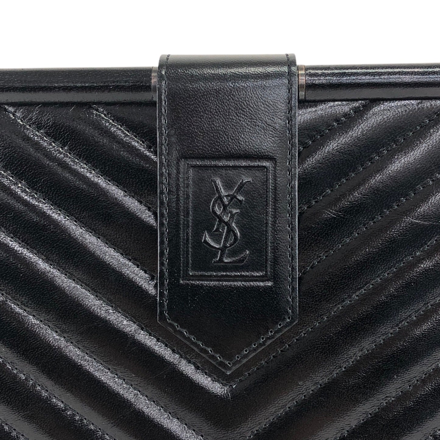 Yves Saint Laurent YSL Logo Clutch bag Black Vintage xv8d62